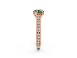 Rose gold Fancy Green Round Cut Cut Pave Band Milgrain Solitaire Ring_2