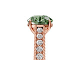 Rose gold Fancy Green Round Cut Cut Pave Band Milgrain Solitaire Ring_5