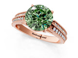 Rose gold Fancy Green Round Cut Cut Pave Split Shank Engagement Ring with Four-Prong Setting_1