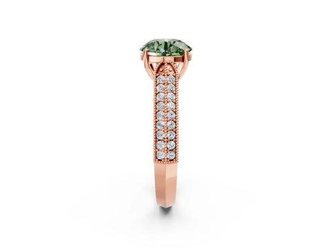 Rose gold Fancy Green Round Cut Cut Pave Split Shank Engagement Ring with Four-Prong Setting_2