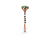 Rose gold Fancy Green Round Cut Diamond Brilliant Solitaire Ring with Pavé Band and Four-Prong Setting_14