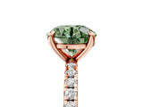 Rose gold Fancy Green Round Cut Diamond Brilliant Solitaire Ring with Pavé Band and Four-Prong Setting_23