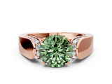 Rose gold Fancy Green Round Cut Diamond Channel Set Solitaire Ring with Four-Prong Setting_12
