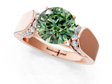 Rose gold Fancy Green Round Cut Diamond Channel Set Solitaire Ring with Four-Prong Setting_13