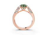 Rose gold Fancy Green Round Cut Diamond Channel Set Solitaire Ring with Four-Prong Setting_15