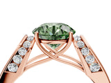 Rose gold Fancy Green Round Cut Diamond Channel Set Solitaire Ring with Four-Prong Setting_16