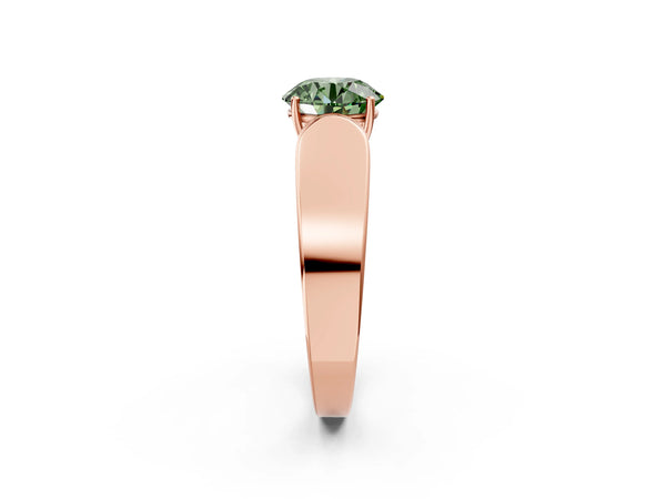 Rose Gold Round Channel Set Engagement Ring Setting for Fancy Green Center with Wide Band