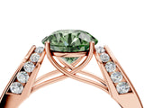 Rose gold Fancy Green Round Cut Diamond Channel Set Solitaire Ring with Four-Prong Setting_28