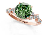 Rose gold Fancy Green Round Cut Diamond Cluster Pavé Band with Four-Prong Setting_13