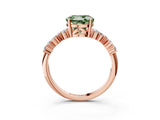 Rose gold Fancy Green Round Cut Diamond Cluster Pavé Band with Four-Prong Setting_15