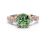 Rose gold Fancy Green Round Cut Diamond Cluster Pavé Band with Four-Prong Setting_3