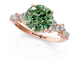 Rose gold Fancy Green Round Cut Diamond Cluster Pavé Band with Four-Prong Setting_4
