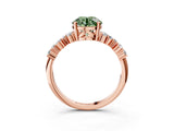 Rose gold Fancy Green Round Cut Diamond Cluster Pavé Band with Four-Prong Setting_6
