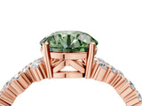 Rose gold Fancy Green Round Cut Diamond Cluster Pavé Band with Four-Prong Setting_7