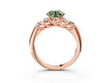 Rose gold Fancy Green Round  Cut Diamond Cluster Ring with Round Accent Stones and Prong Setting on a Classic Band_55