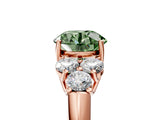 Rose gold Fancy Green Round  Cut Diamond Cluster Ring with Round Accent Stones and Prong Setting on a Classic Band_57