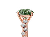 Rose gold Fancy Green Round Cut Diamond Cluster Side Stone Solitaire Ring with Prong Setting_75