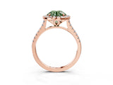 Rose gold Fancy Green Round Cut Diamond Cushion Halo Ring with Pavé Band_3