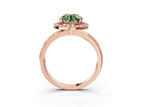 Rose gold Fancy Green Round Cut Diamond Double Halo Ring with Split Shank and Four-Prong Setting_3