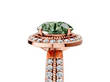 Rose gold Fancy Green Round Cut Diamond Double Halo Ring with Split Shank and Four-Prong Setting_5