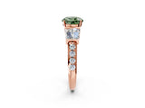 Rose gold Fancy Green Round Cut Diamond Engagement Ring with Baguette Side Stones and Channel Set Band_22