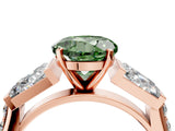 Rose gold Fancy Green Round Cut Diamond Engagement Ring with Baguette Side Stones and Channel Set Band_24