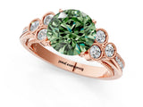 Rose gold Fancy Green Round  Cut Diamond Engagement Ring with Bezel Set Round Side Stones and Prong Setting_49