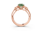 Rose gold Fancy Green Round  Cut Diamond Engagement Ring with Bezel Set Round Side Stones and Prong Setting_51