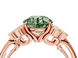 Rose gold Fancy Green Round  Cut Diamond Engagement Ring with Bezel Set Round Side Stones and Prong Setting_52