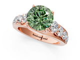 Rose gold Fancy Green Round  Cut Diamond Engagement Ring with Pavé Band and Four-Prong Setting_4