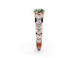Rose gold Fancy Green Round  Cut Diamond Engagement Ring with Pavé Band and Four-Prong Setting_5
