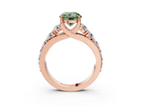 Rose gold Fancy Green Round  Cut Diamond Engagement Ring with Pavé Band and Four-Prong Setting_6