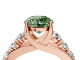 Rose gold Fancy Green Round  Cut Diamond Engagement Ring with Pavé Band and Four-Prong Setting_7