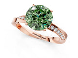 Rose gold Fancy Green Round Cut Diamond Engagement Ring with Side Stone Accents and Four-Prong Setting_13