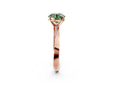Rose gold Fancy Green Round Cut Diamond Engagement Ring with Side Stone Accents and Four-Prong Setting_14