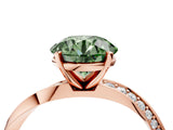 Rose gold Fancy Green Round Cut Diamond Engagement Ring with Side Stone Accents and Four-Prong Setting_16
