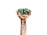 Rose gold Fancy Green Round Cut Diamond Engagement Ring with Side Stone Accents and Four-Prong Setting_17