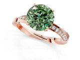 Rose gold Fancy Green Round Cut Diamond Engagement Ring with Side Stone Accents and Four-Prong Setting_49