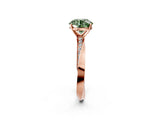 Rose gold Fancy Green Round Cut Diamond Engagement Ring with Side Stone Accents and Four-Prong Setting_50