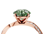 Rose gold Fancy Green Round Cut Diamond Engagement Ring with Side Stone Accents and Four-Prong Setting_52