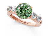 Rose gold Fancy Green Round  Cut Diamond Five-Stone Prong Set White Gold Ring_33
