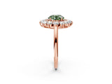 Rose gold Fancy Green Round Cut Diamond Floral Double Halo Engagement Ring with Prong Setting_26