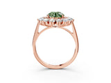Rose gold Fancy Green Round Cut Diamond Floral Double Halo Engagement Ring with Prong Setting_27