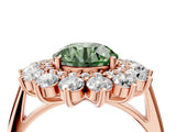 Rose gold Fancy Green Round Cut Diamond Floral Double Halo Engagement Ring with Prong Setting_28