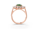 Rose gold Fancy Green Round Cut Diamond Floral Double Halo Engagement Ring with Prong Setting_63