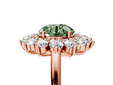 Rose gold Fancy Green Round Cut Diamond Floral Double Halo Engagement Ring with Prong Setting_65