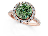 Rose gold Fancy Green Round  Cut Diamond Floral Halo Engagement Ring with Pavé Band and Prong Setting_38