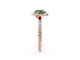 Rose gold Fancy Green Round  Cut Diamond Floral Halo Engagement Ring with Pavé Band and Prong Setting_39