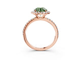 Rose gold Fancy Green Round  Cut Diamond Floral Halo Engagement Ring with Pavé Band and Prong Setting_40