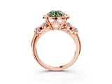 Rose gold Fancy Green Round  Cut Diamond Floral Halo Engagement Ring with Shared Prong Setting 4